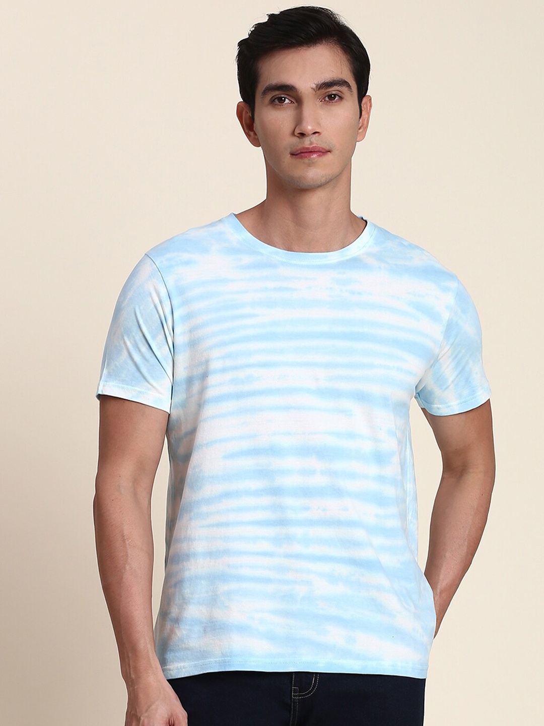 

Dennis Lingo Tie And Dye Pure Cotton Casual T-Shirt, White