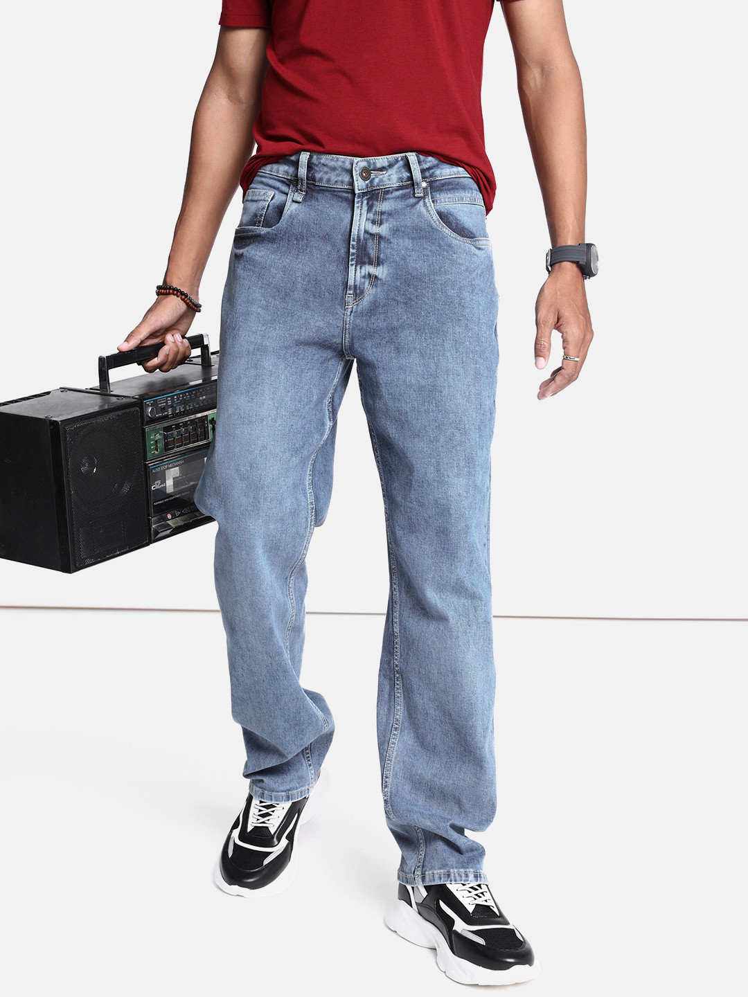 

The Roadster Life Co. Men Ocean Blue Nostalgic Back to School_Vintage Bootcut Casual Jeans