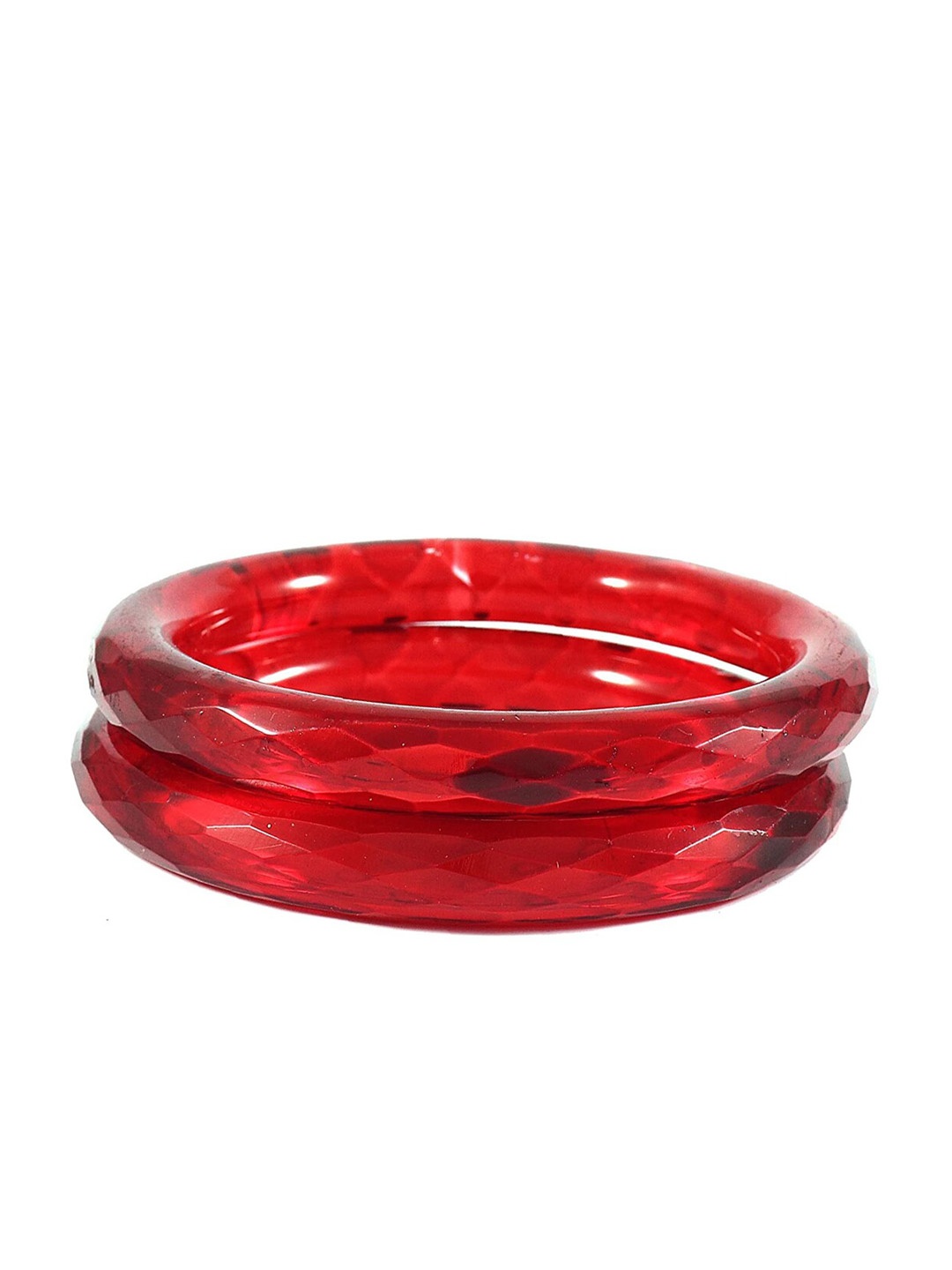 

NMII Pack Of 2 Diamond Pattern Glossy Finished Bangle, Red