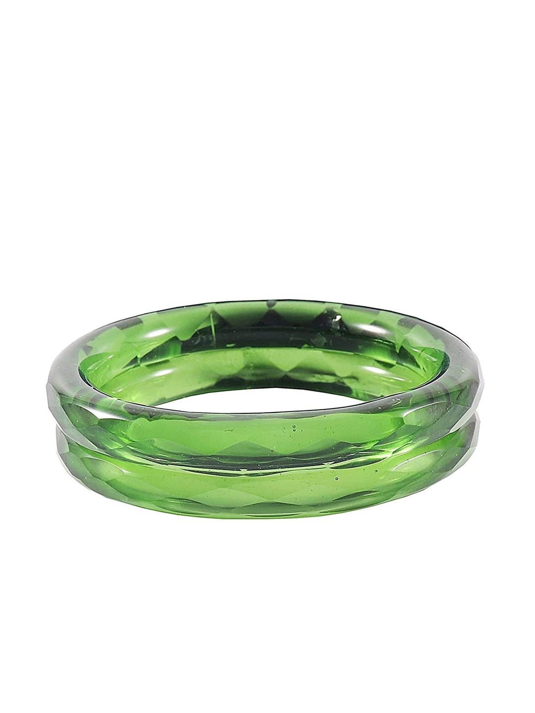 

NMII Set Of 2 Diamond Pattern Glossy Kada Bangles, Green