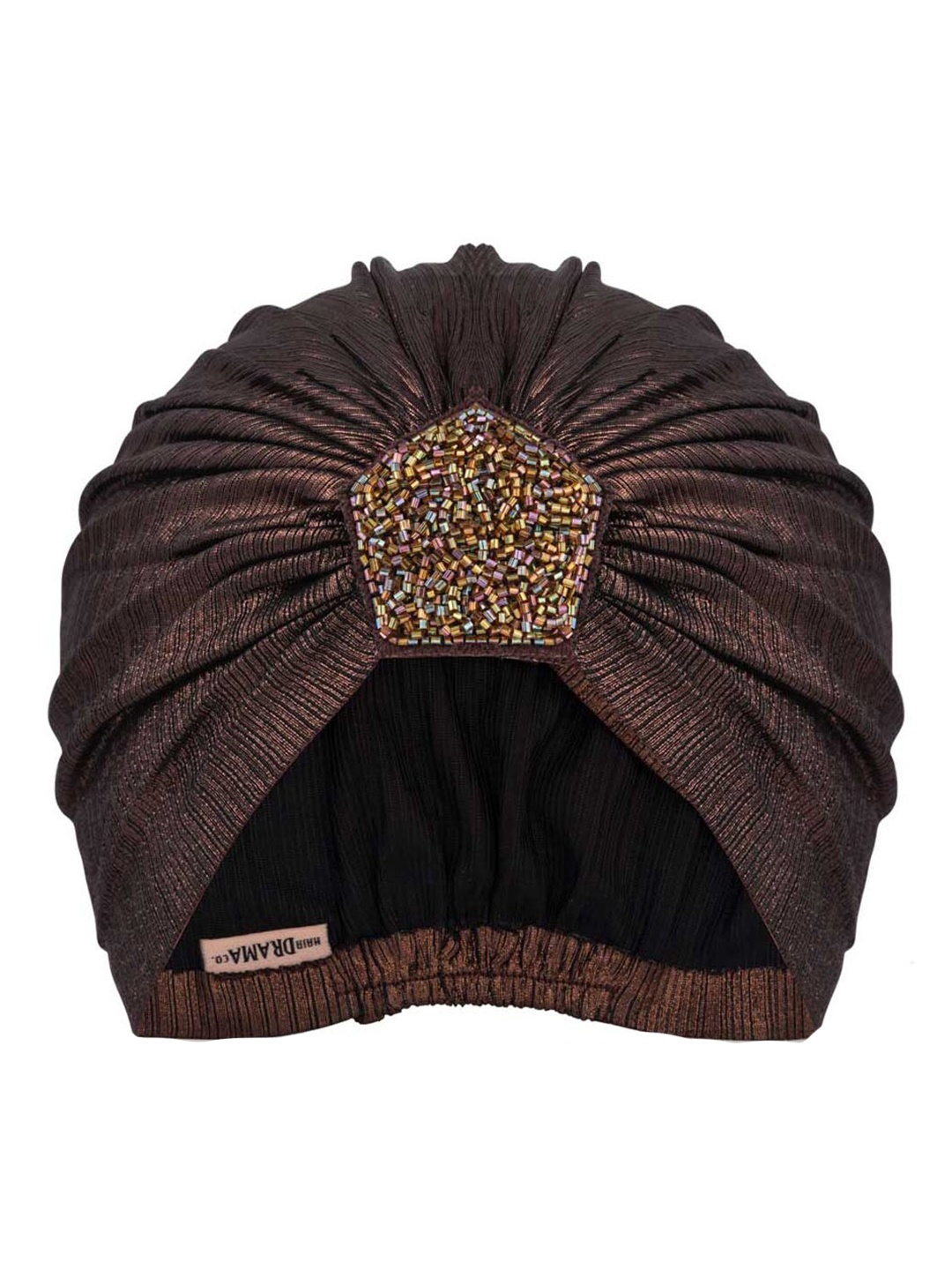 

HAIR DRAMA CO. Women Embellished Hair Accessory Set Metallic Turban, Bronze