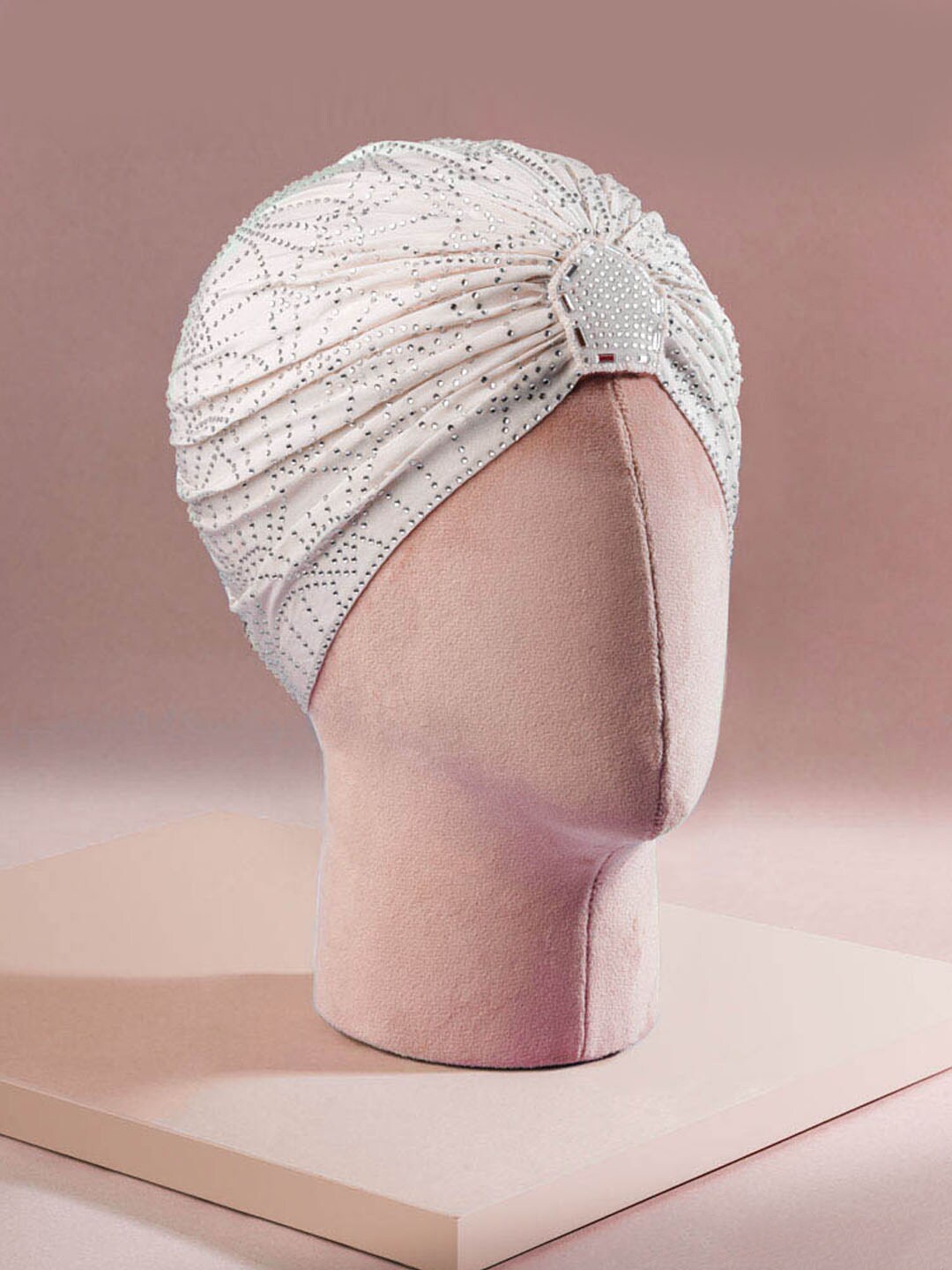 

HAIR DRAMA CO. Women Embellished Hair Accessory Set Crystals Turban, Off white