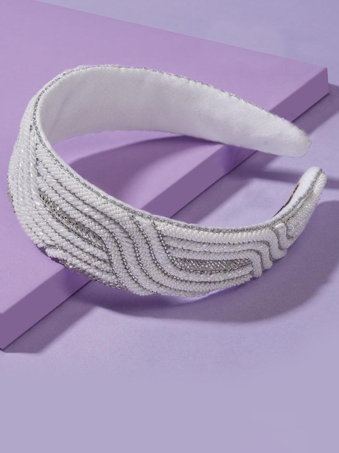 

HAIR DRAMA CO. Women Embellished Hairband, White