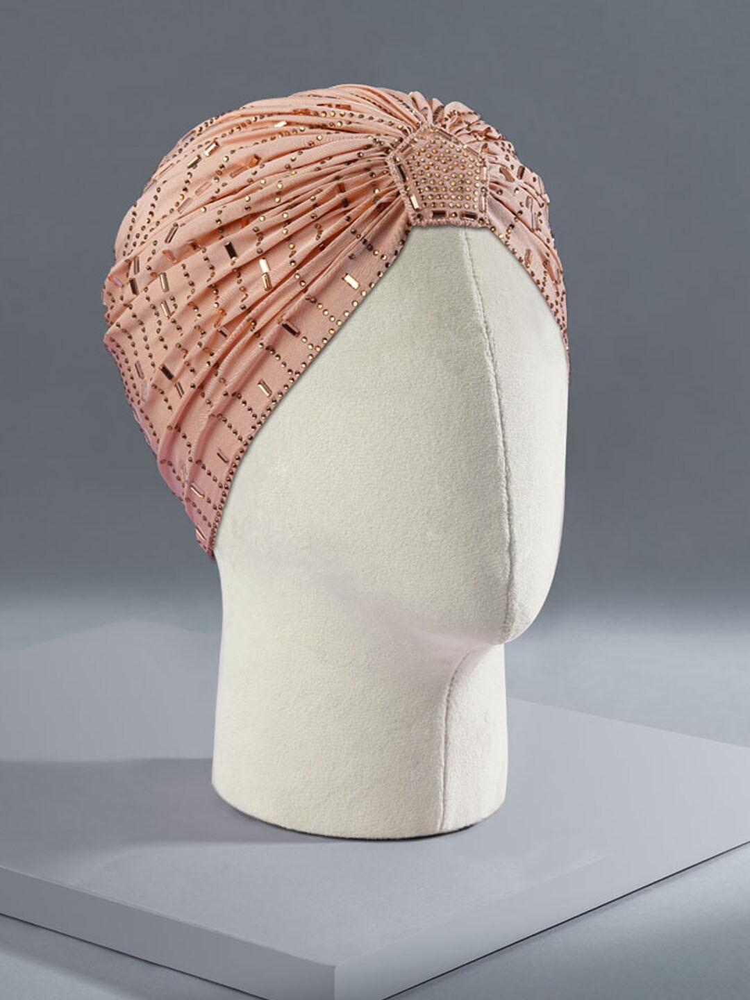 

HAIR DRAMA CO. Women Embellished Hair Accessory Set Crystals Turban, Beige