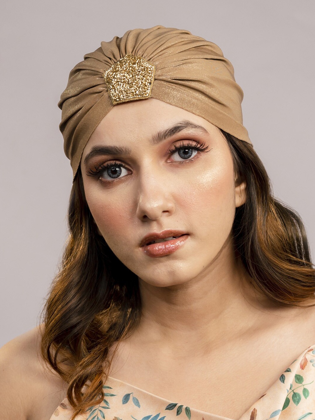 

HAIR DRAMA CO. Women Embellished Turban Hair Accessory Set of, Brown