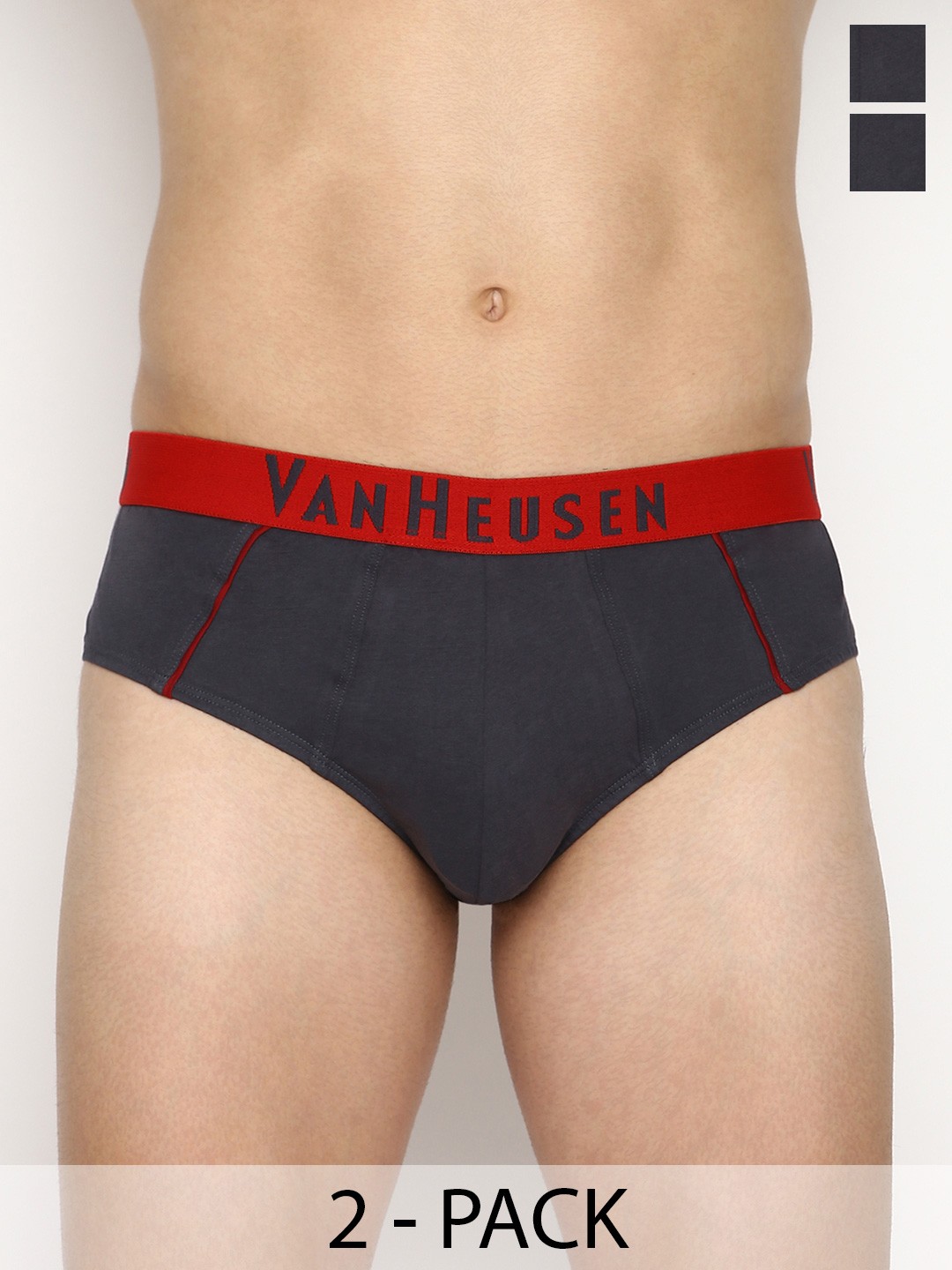 

Van Heusen Men Pack Of 2 Ultra Soft Durable Elastic Basic Briefs, Grey