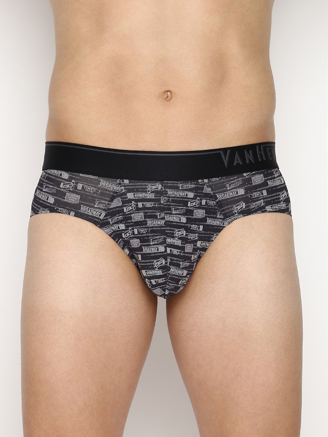 

Van Heusen Men Allover Print 4 Way Stretch Body Defining Fit Brief, Black