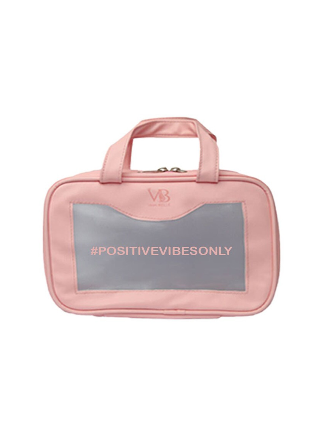 

Veoni BELLE Pink & Grey Printed PVC Makeup Organiser Pouch
