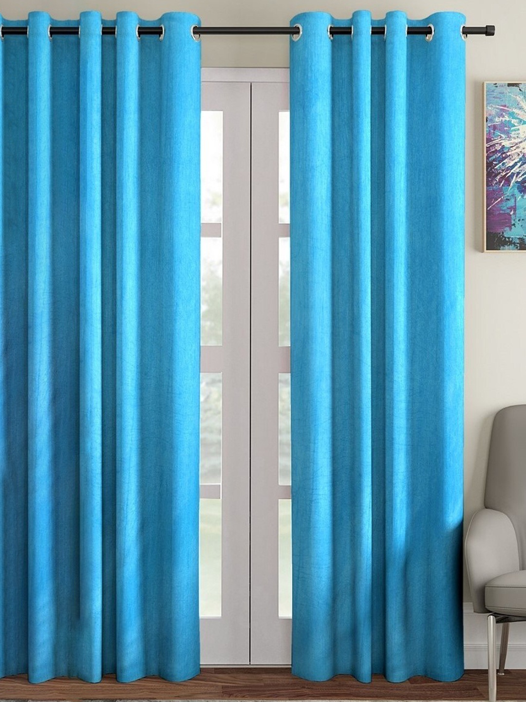 

Home Sizzler Turquoise Blue Black Out Window Curtain