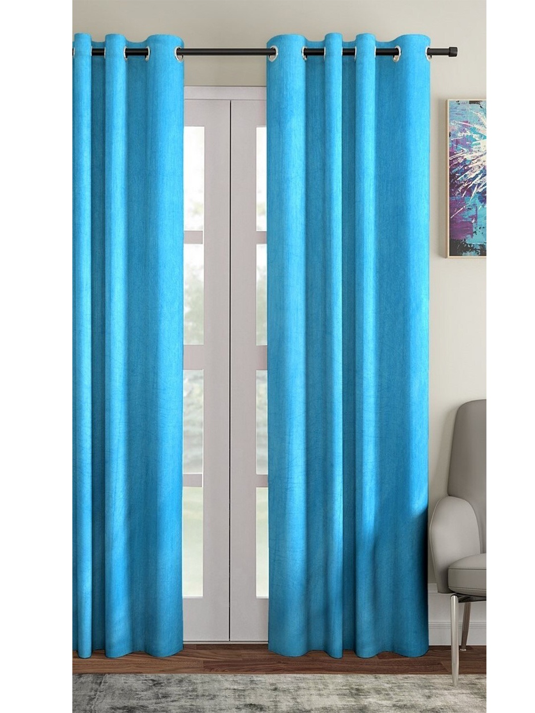 

Home Sizzler Turquoise Blue Black Out Door Curtain