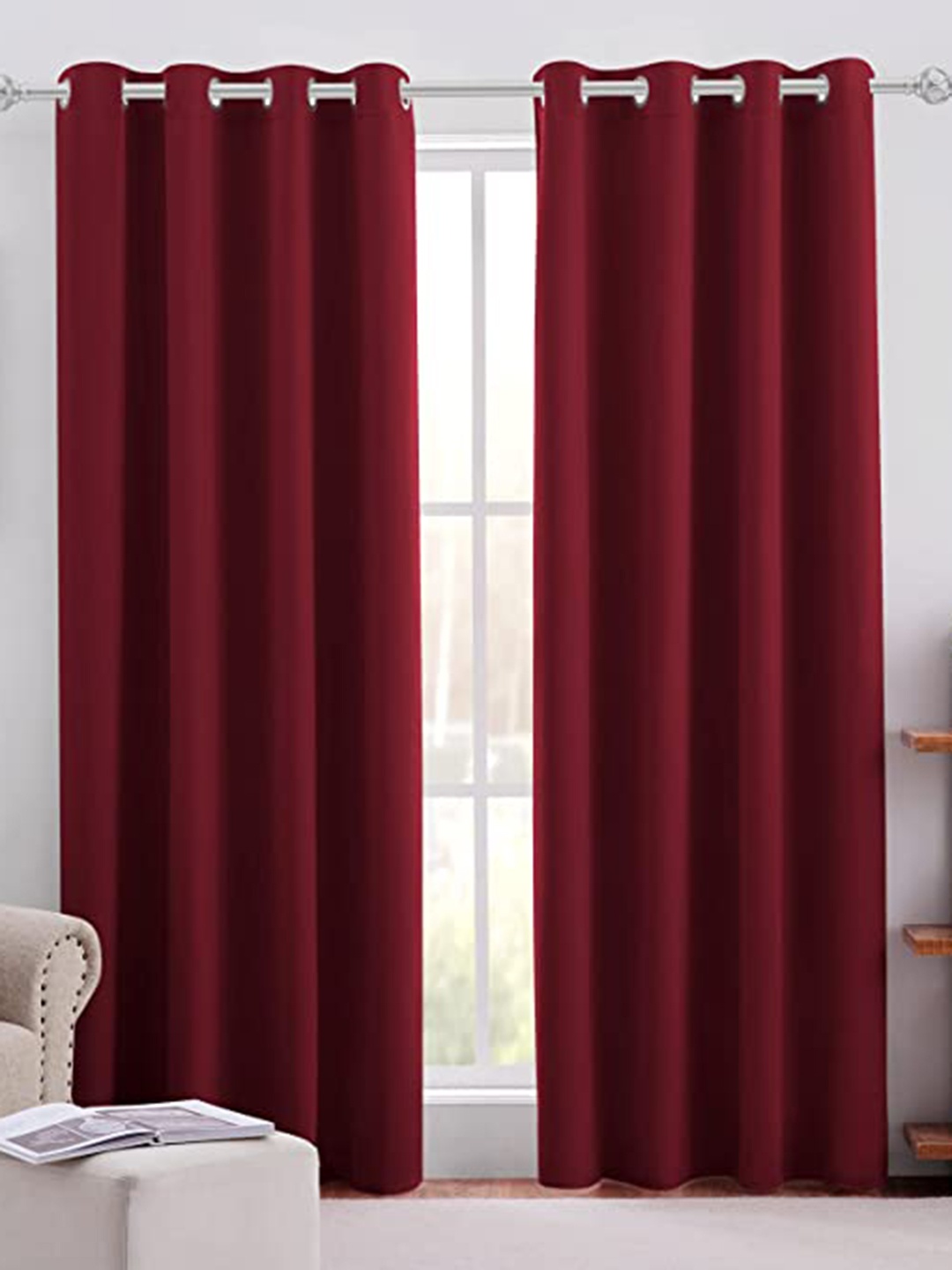 

Home Sizzler Maroon 2 Pieces Black Out Window Curtain