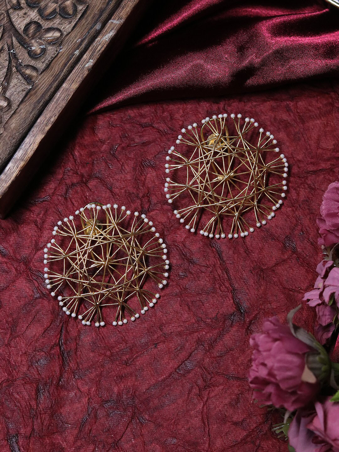 

Ishhaara Gold-Plated Circular Drop Earrings