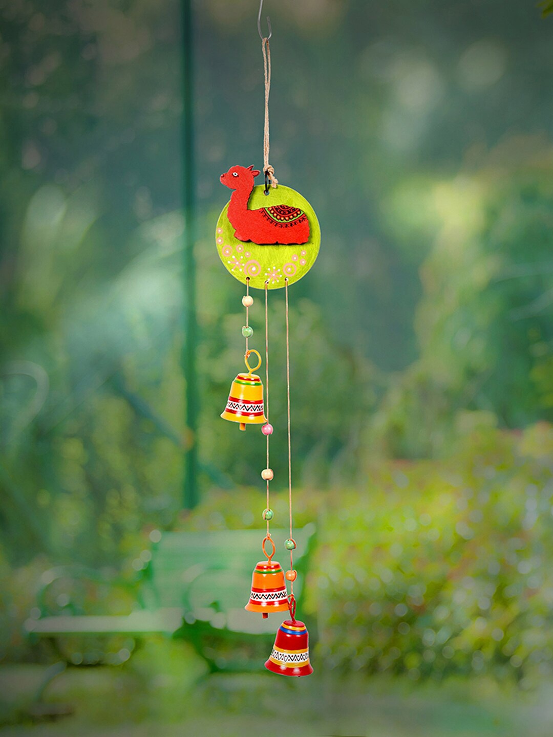 

Aakriti Art Creations Pink & Yellow Panther With Metal Bell Windchimes