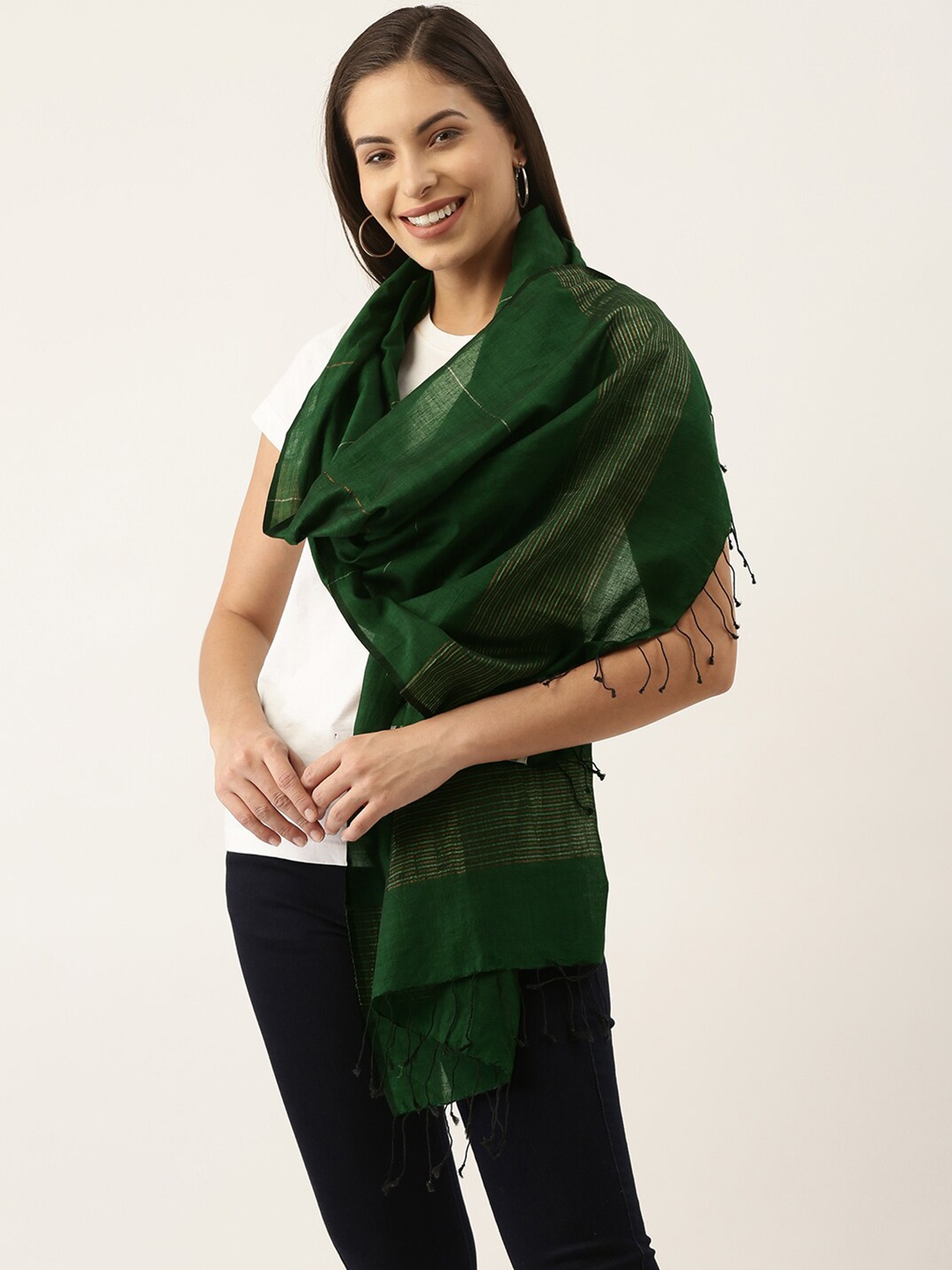 

ArtEastri Women Woven Design Stole, Green