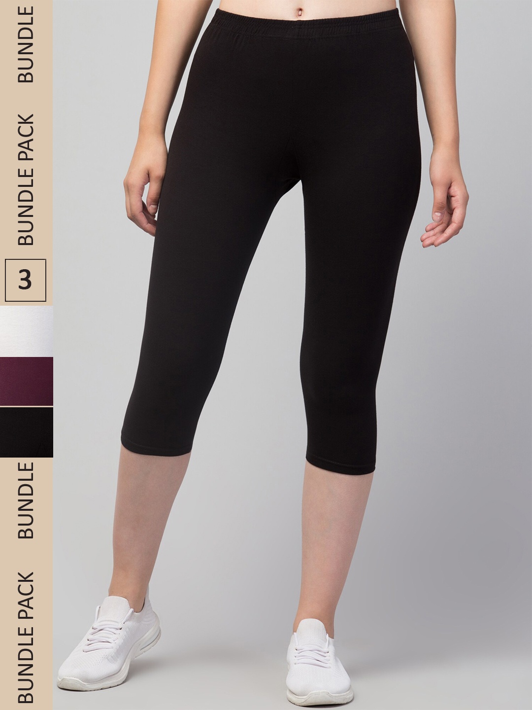 

Apraa & Parma Women Pack of 3 Skinny Fit Capris, Black
