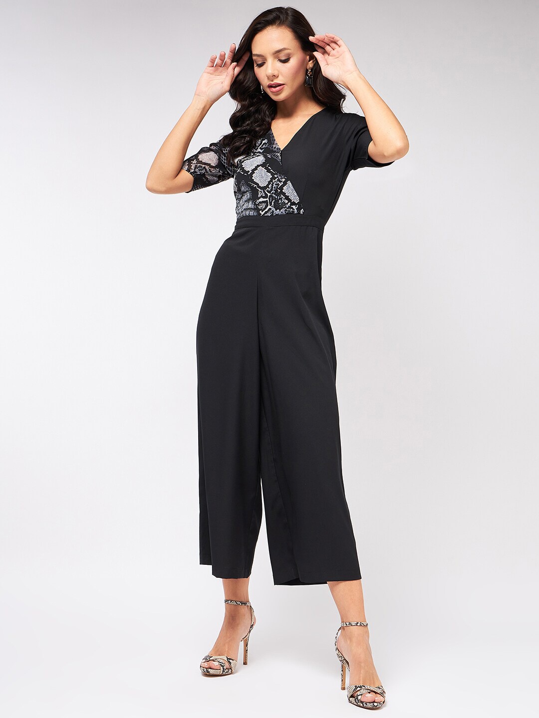 

Zima Leto Printed Basic Jumpsuit, Black