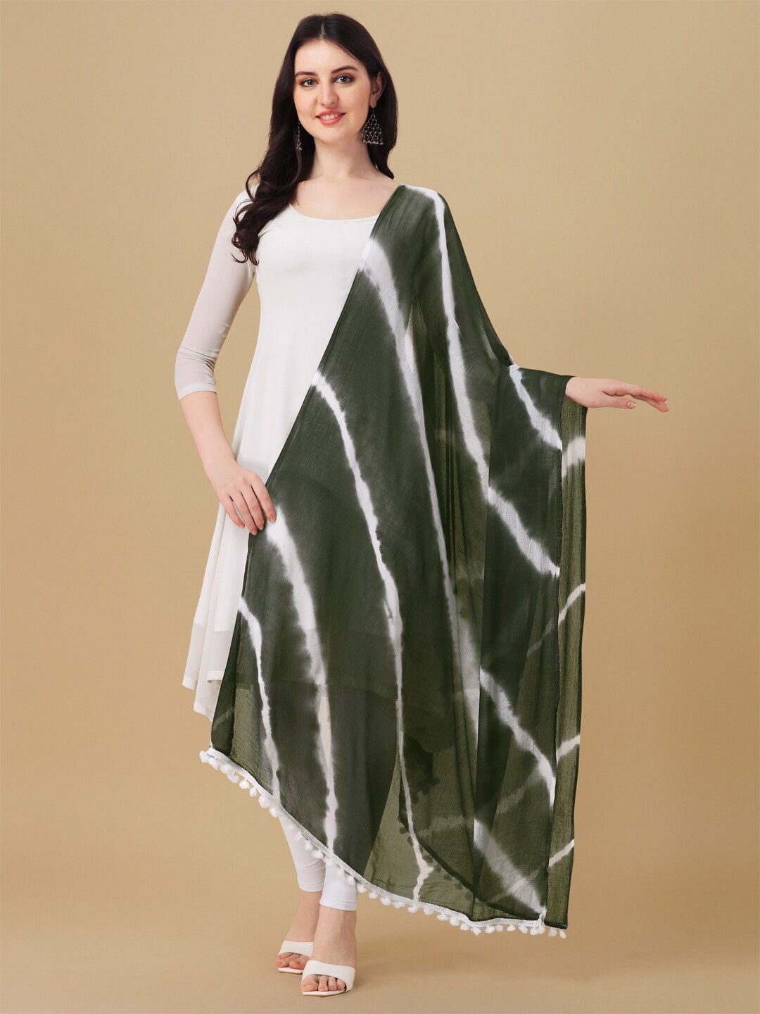 

ORUS Printed Chiffon Dupatta, Green