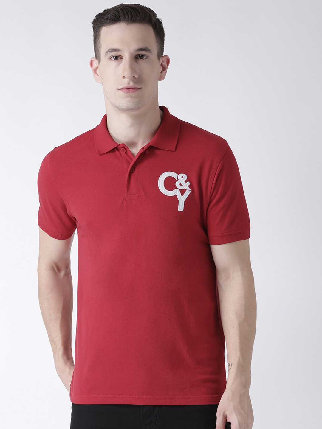 

Club York Polo Collar Knitted Cotton T-Shirt, Red