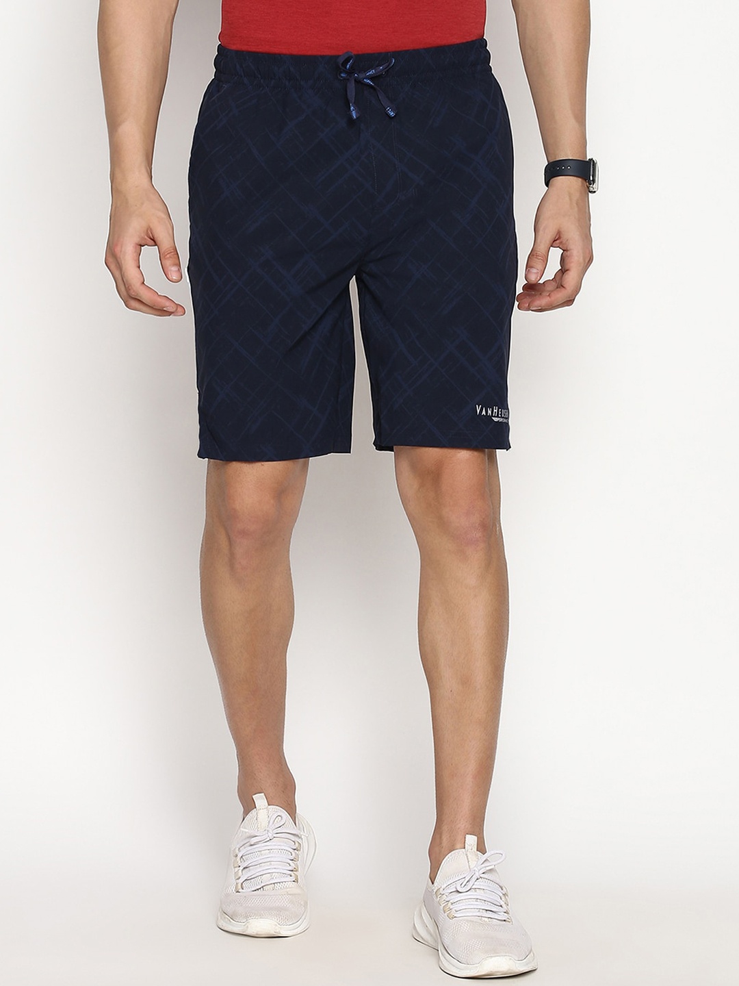 

Van Heusen Performance Men Printed Swift Dry High Stretch Woven Shorts, Navy blue