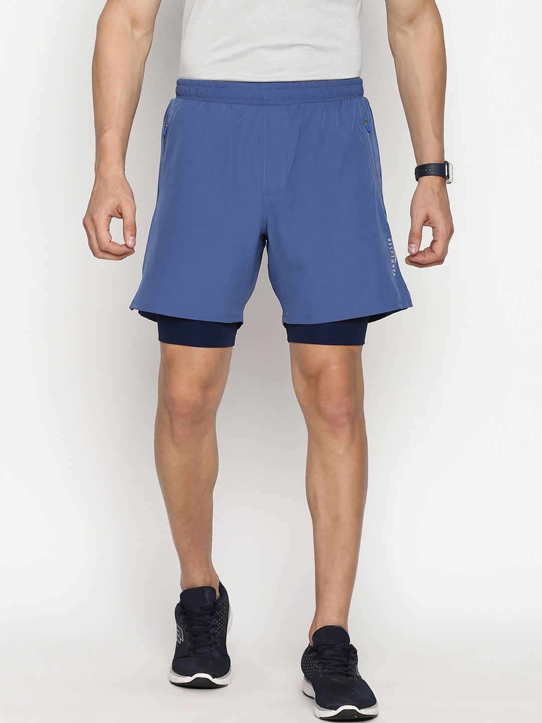 

Van Heusen Performance Men Solid Swift Dry High Stretch Woven Shorts, Blue