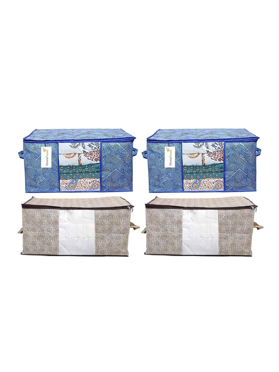 

Home Fresh Blue & Brown 4-Pcs Lehriya Printed Multi Utility Organisers