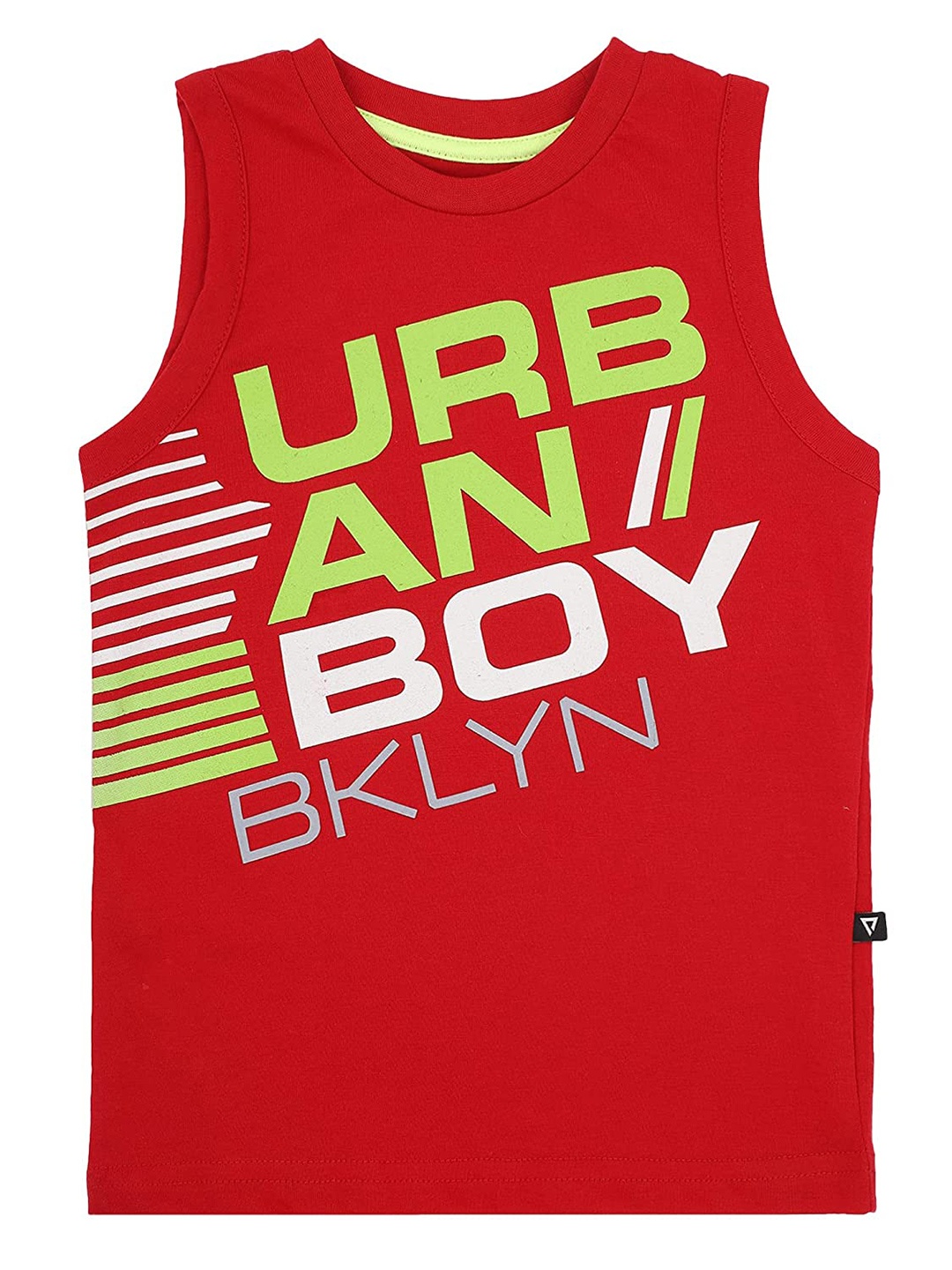 

PROTEENS Boys Typography Sleeveless Round Neck Cotton T-shirt, Red