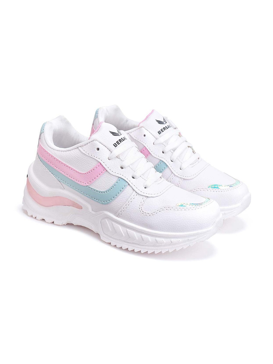 

BERSACHE Women Running Non-Marking Lace-Up Shoes, White