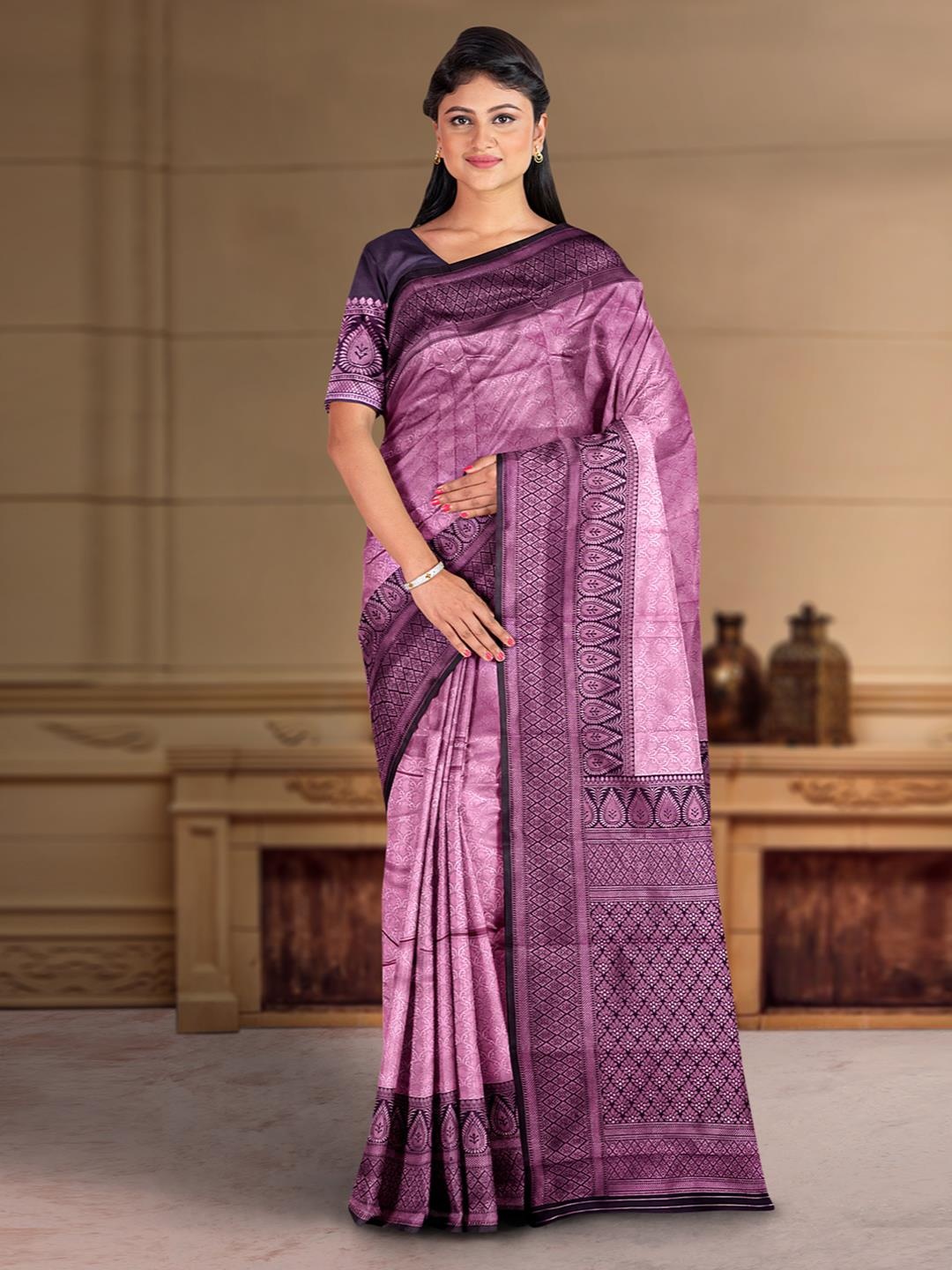 

Kalamandir Ethnic Motifs Zari Saree, Pink