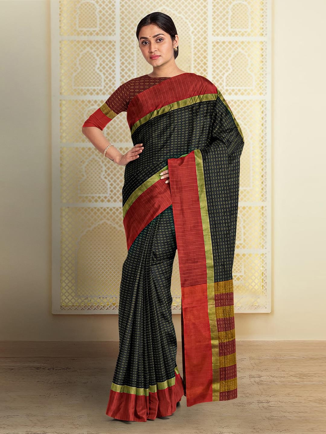 

Kalamandir Woven Design Zari Saree, Black