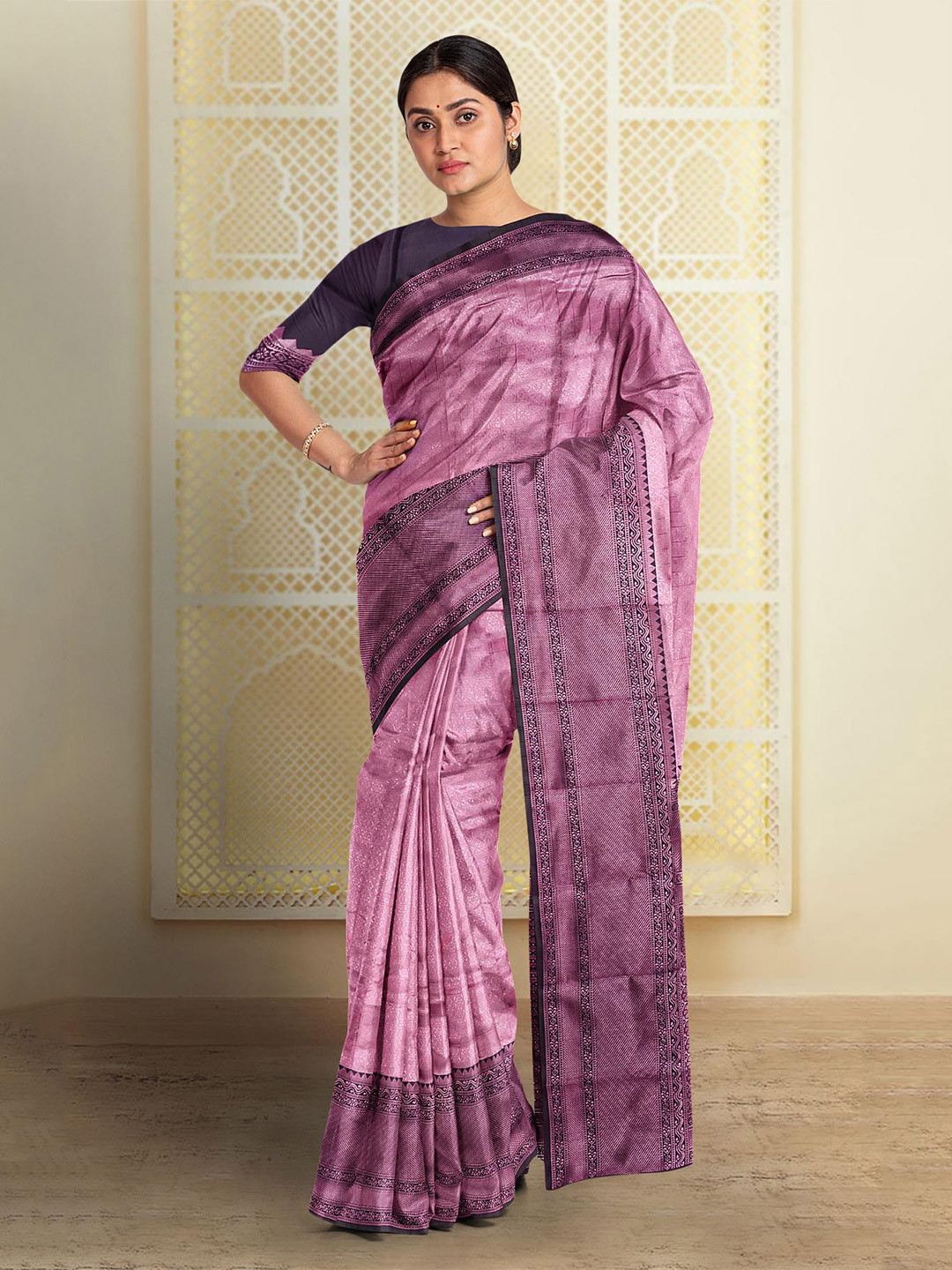 

Kalamandir Ethnic Motifs Woven Art Silk Saree, Pink