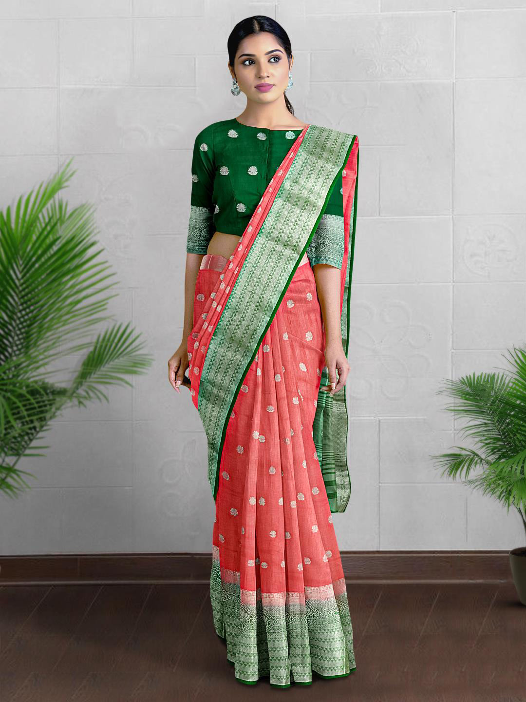 

Kalamandir Ethnic Motifs Zari Saree, Coral
