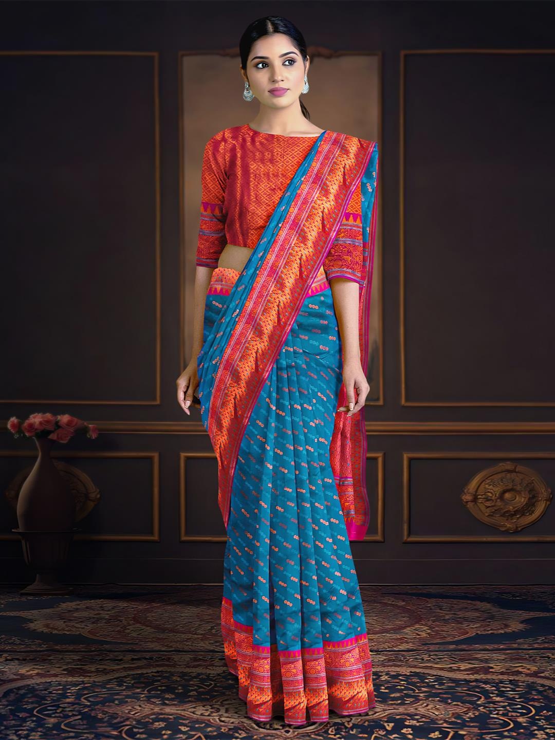 

Kalamandir Ethnic Motifs Zari Saree, Blue
