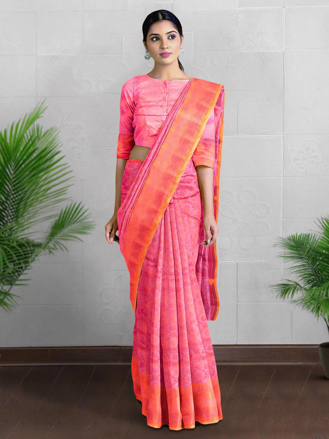 

Kalamandir Ethnic Motif Silk Blend Zari Saree, Pink