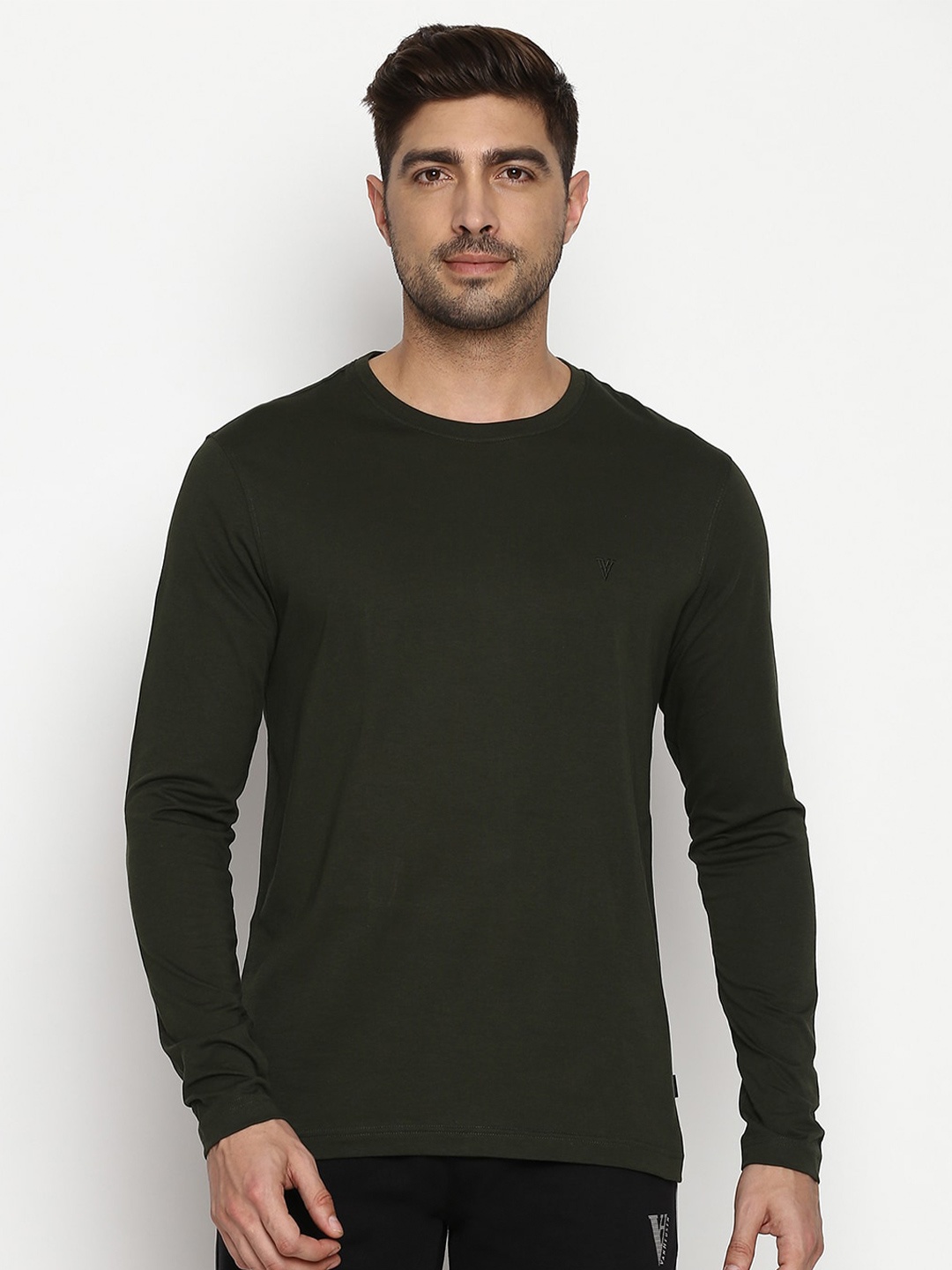 

Van Heusen Athleisure Solid Anti Bacterial Smart Tech T-Shirt, Olive