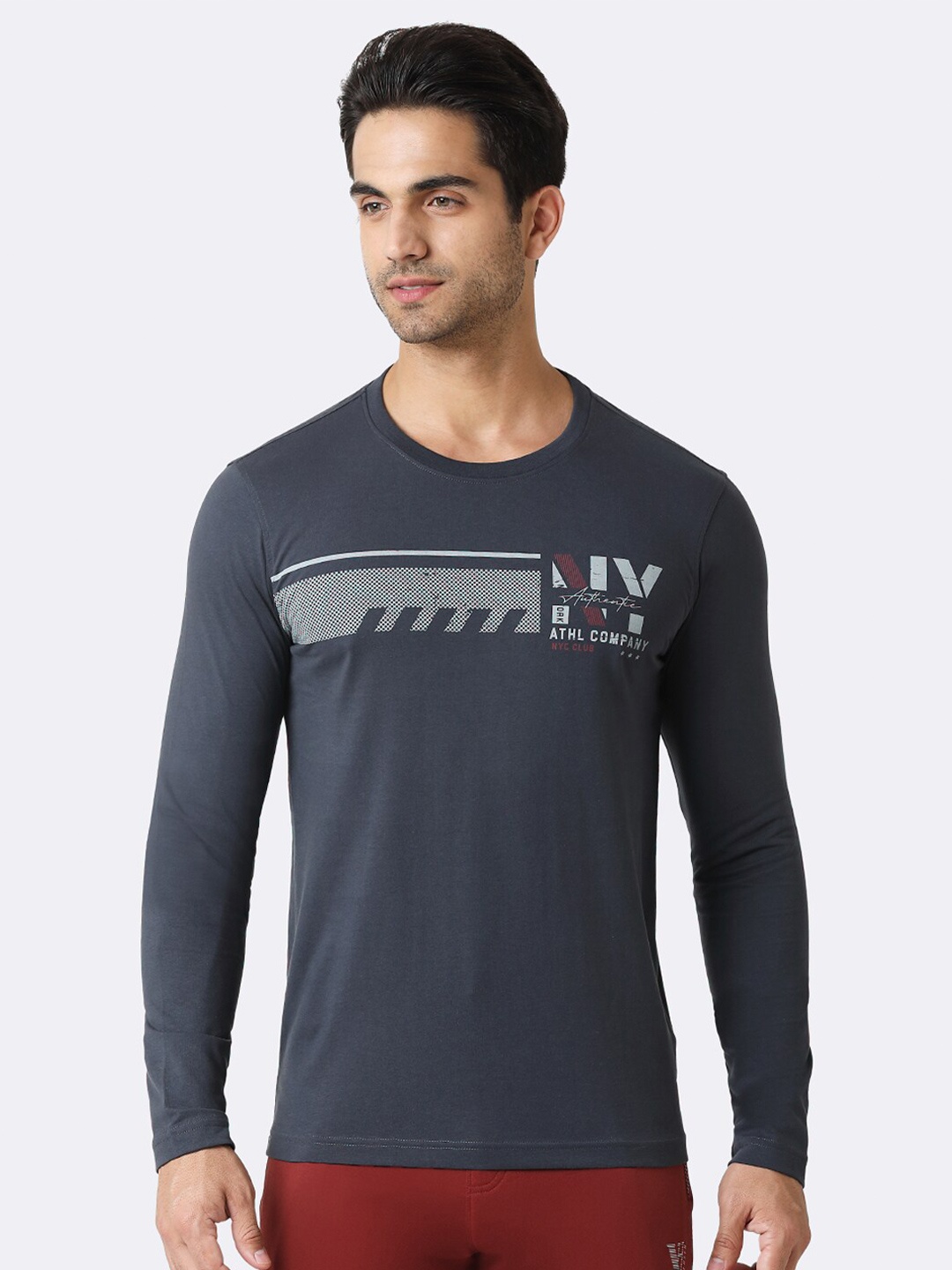 

Van Heusen Athleisure Printed Crew Neck Long Sleeve T-Shirt, Grey