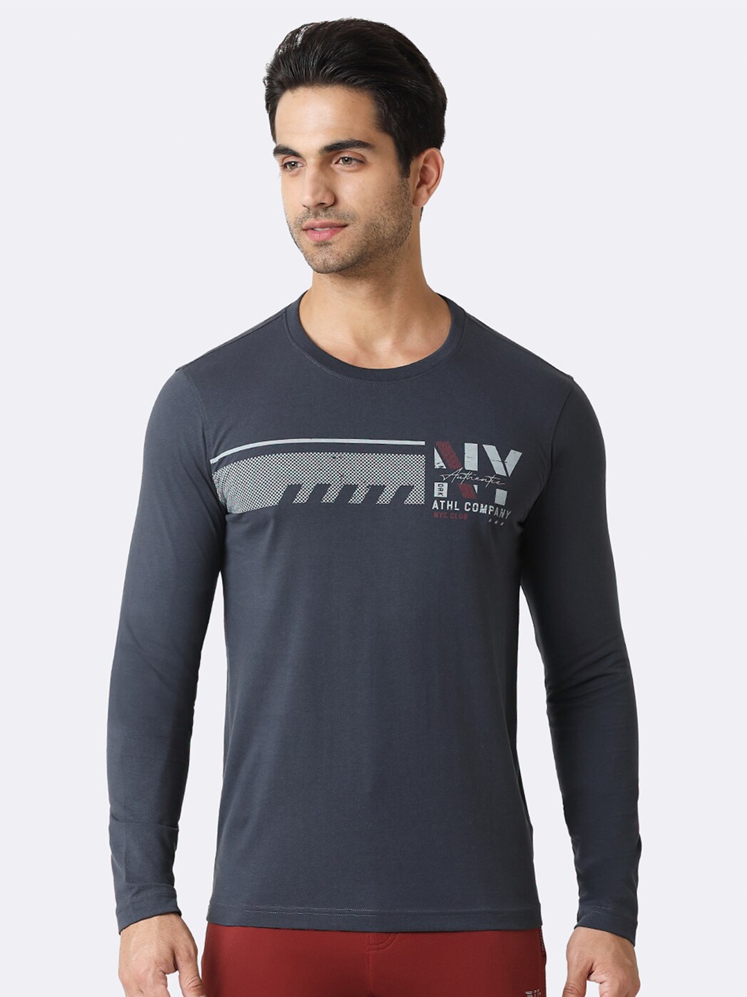 

Van Heusen Printed Super soft and comfortable Cotton Slim Fit T-shirt, Grey