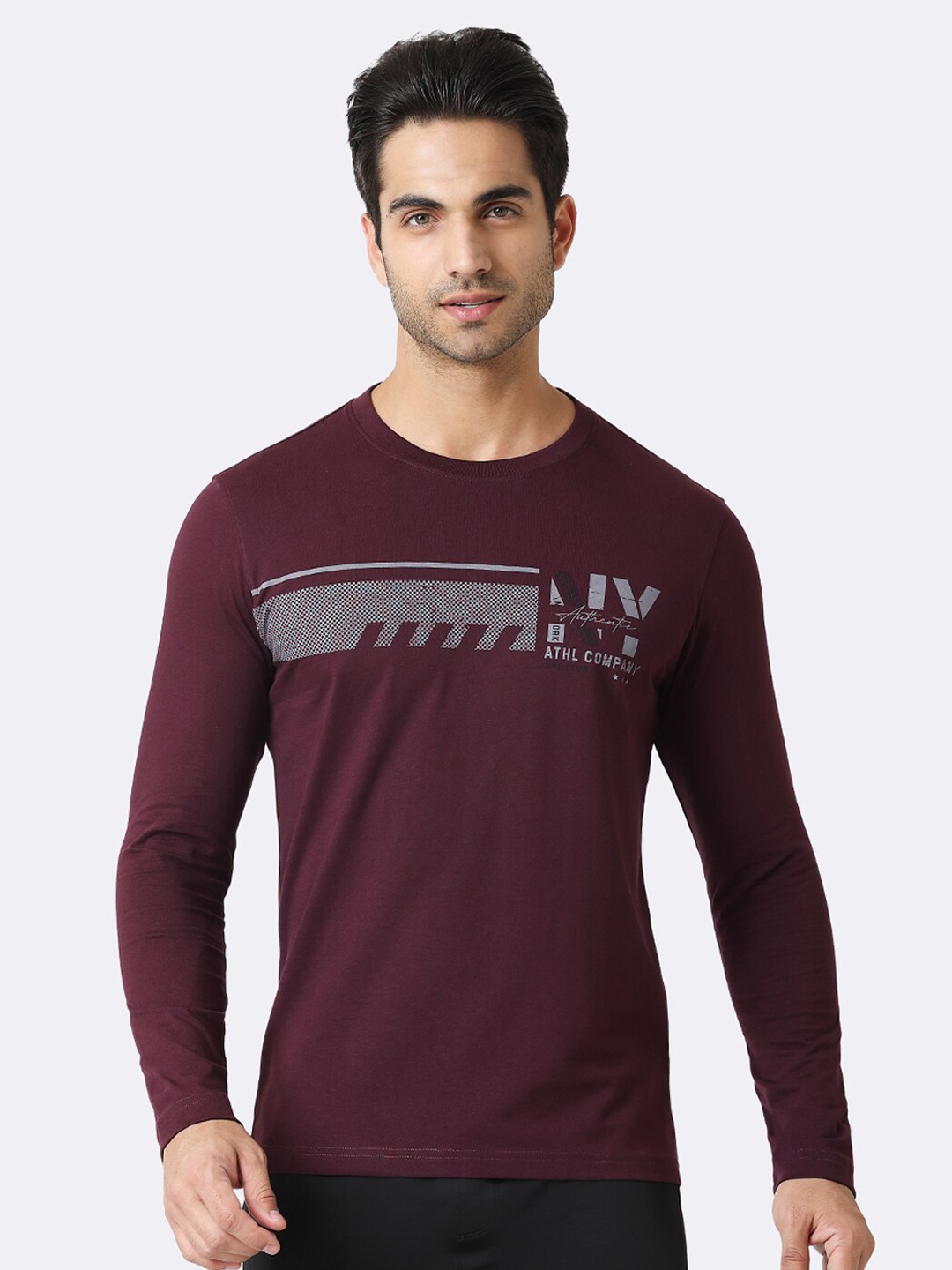 

Van Heusen Typography Printed Long Sleeve Cotton T-shirt, Maroon