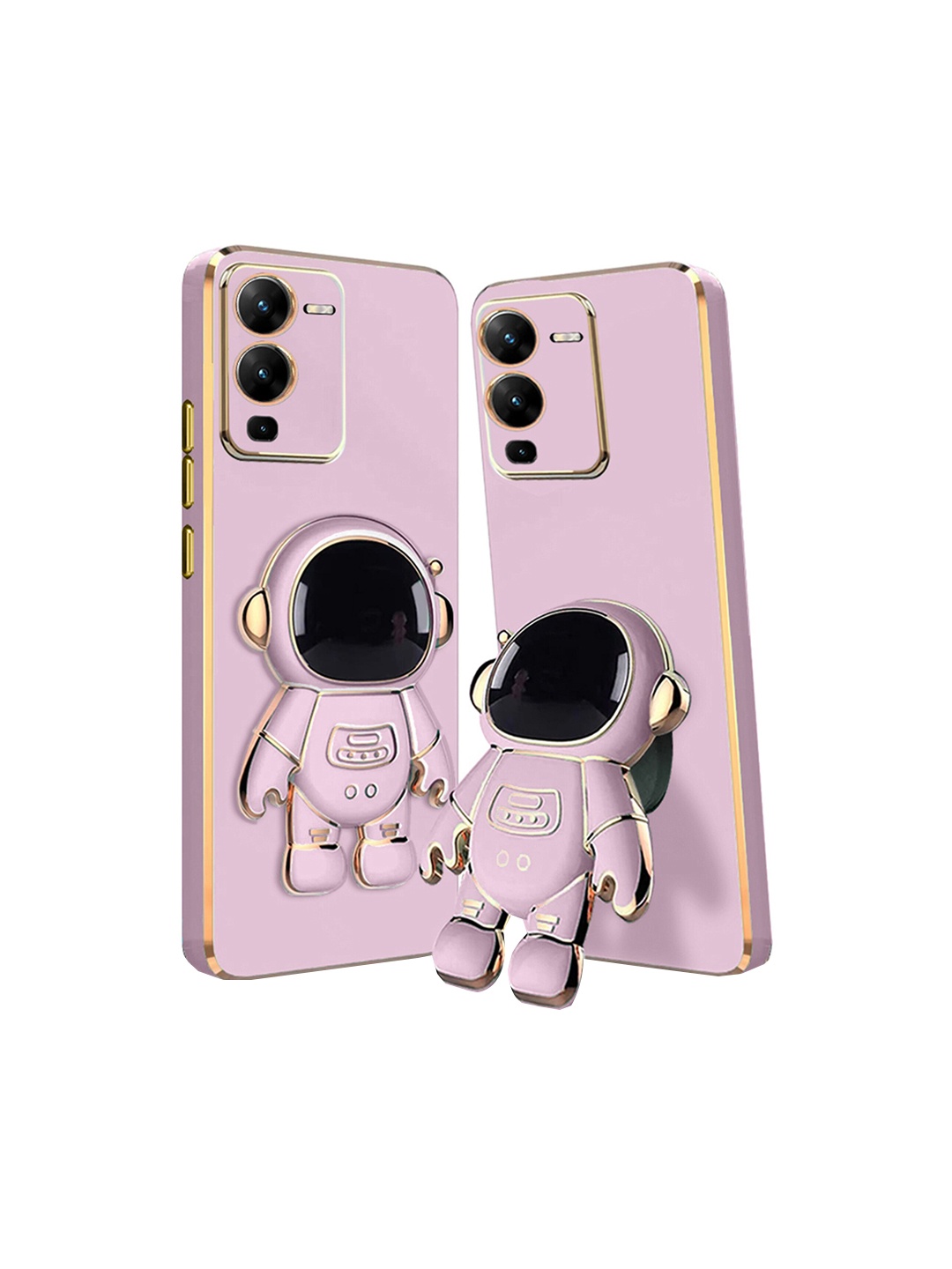 

Karwan Vivo V25 Pro Phone Back Cover With Astronaut Holster Stand, Purple