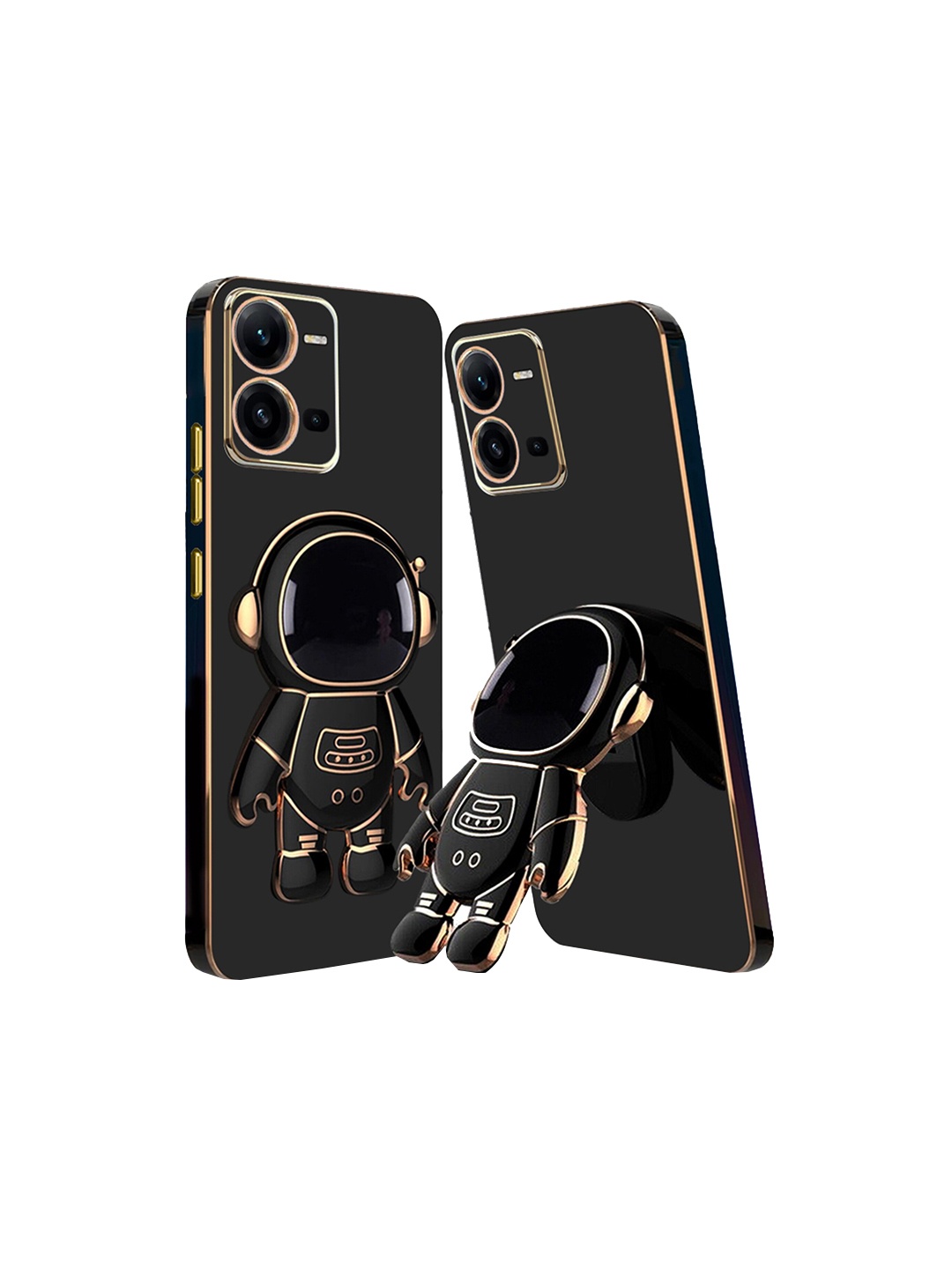

Karwan Vivo Y35 Phone Back Case With Astronaut Holster Stand, Black