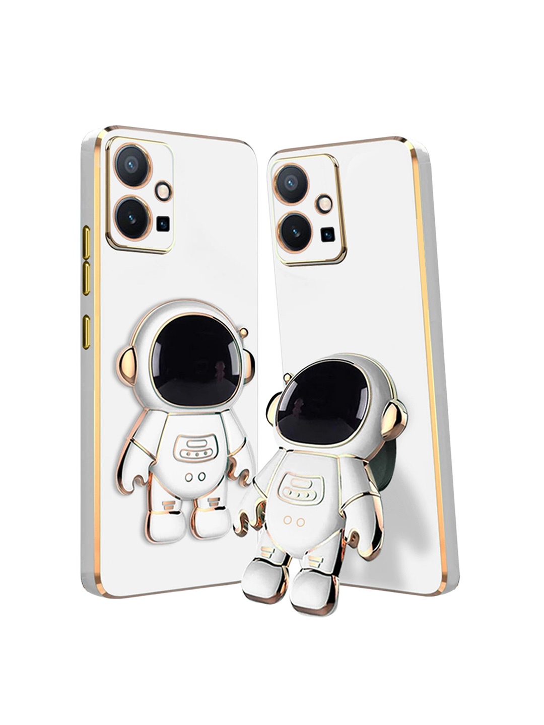 

Karwan Vivo T1 5G Phone Back Case With Astronaut Holster Stand, White