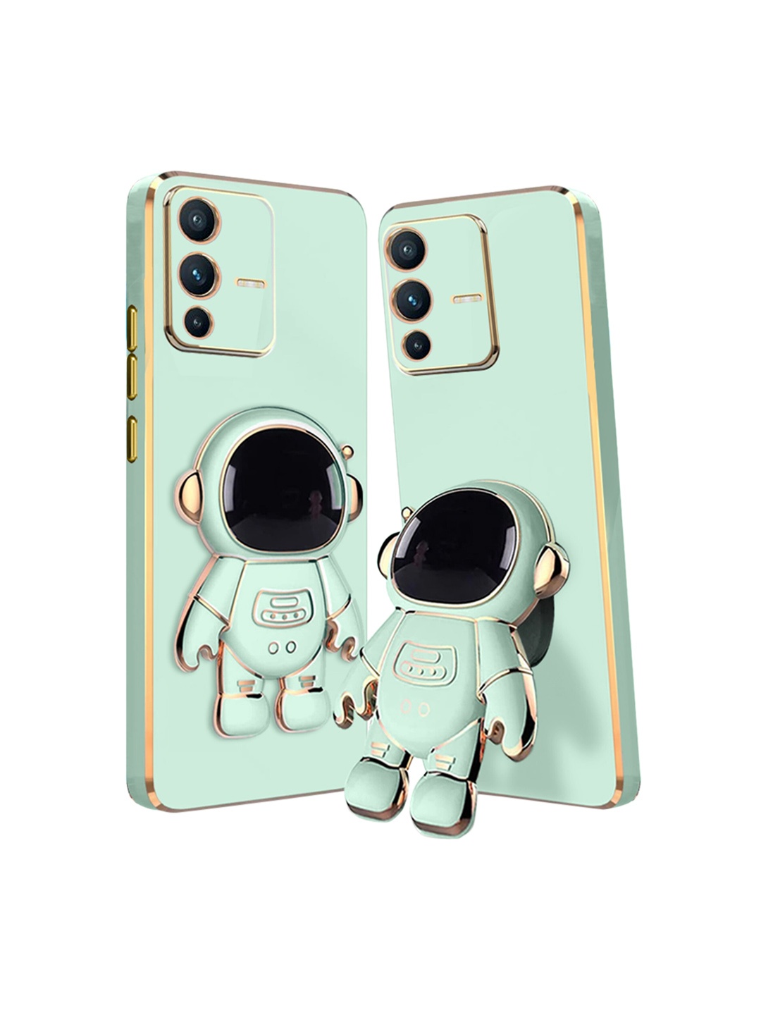 

Karwan Vivo V23 Phone Back Cover With Astronaut Holster Stand, Green