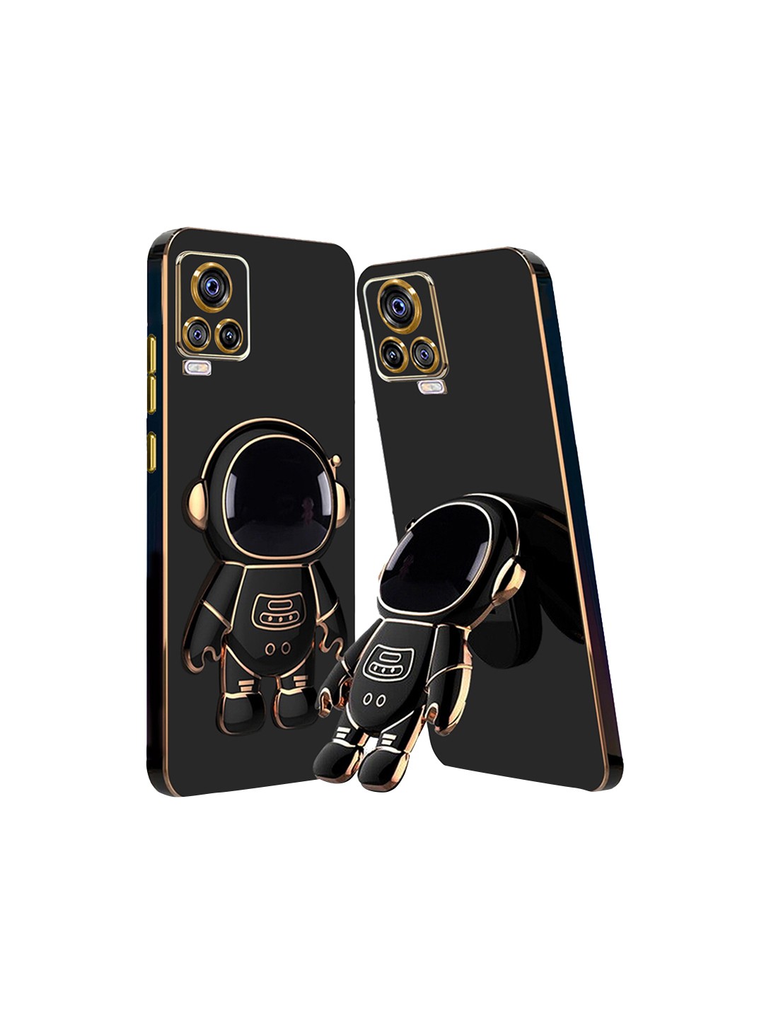 

Karwan Vivo V20 Phone Back Case With Astronaut Holster Stand, Black