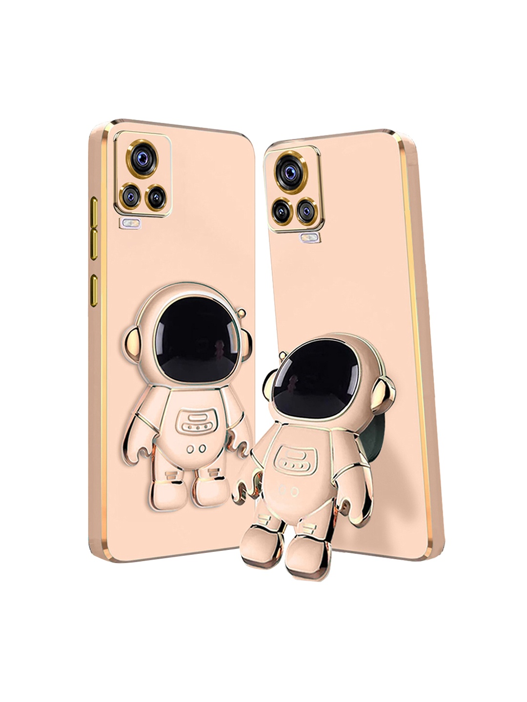 

Karwan Vivo V20 Phone Back Case With Astronaut Holster Stand, Pink