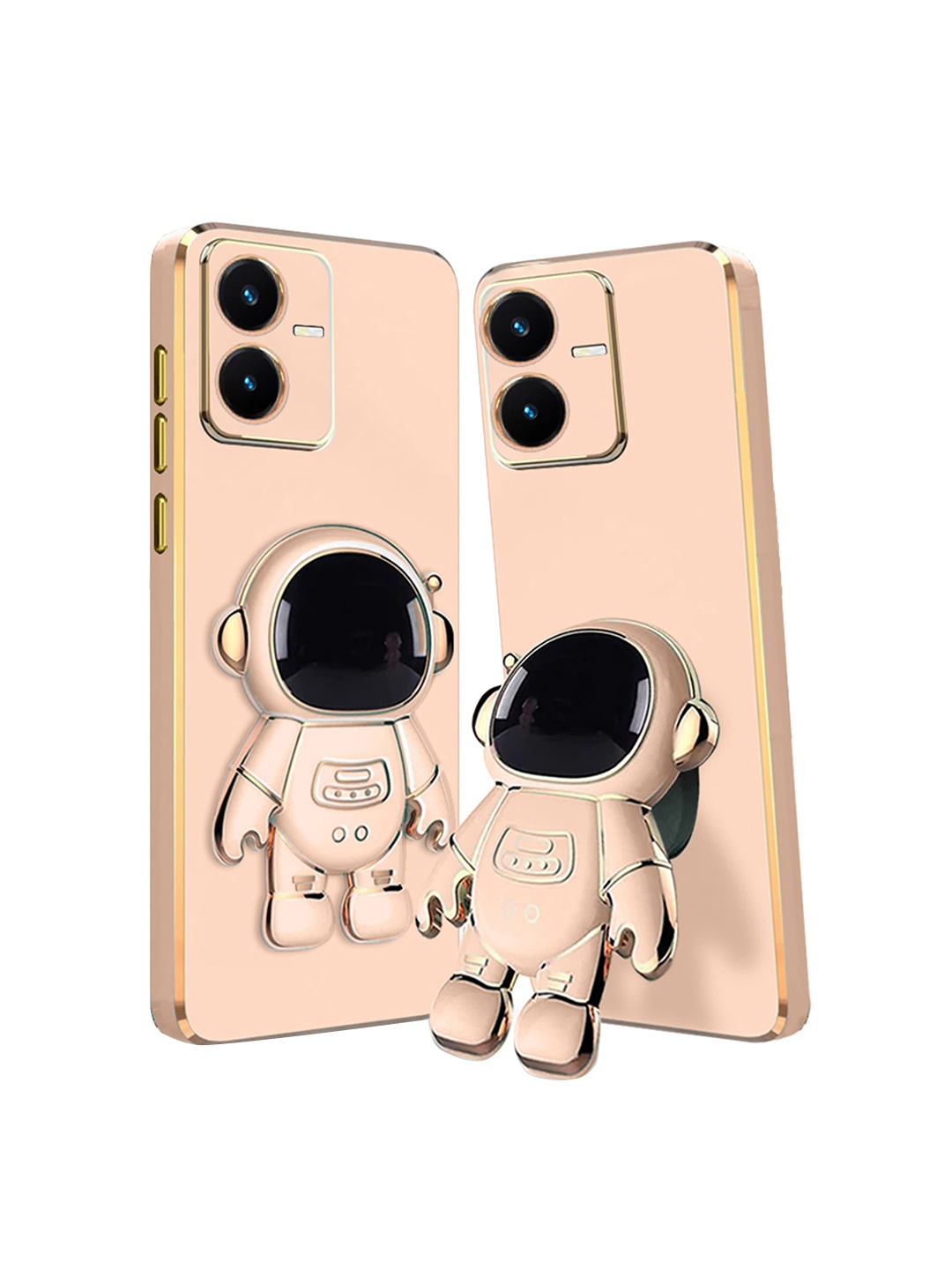 

Karwan Vivo Y22 Phone Back Case With Astronaut Holster Stand, Pink