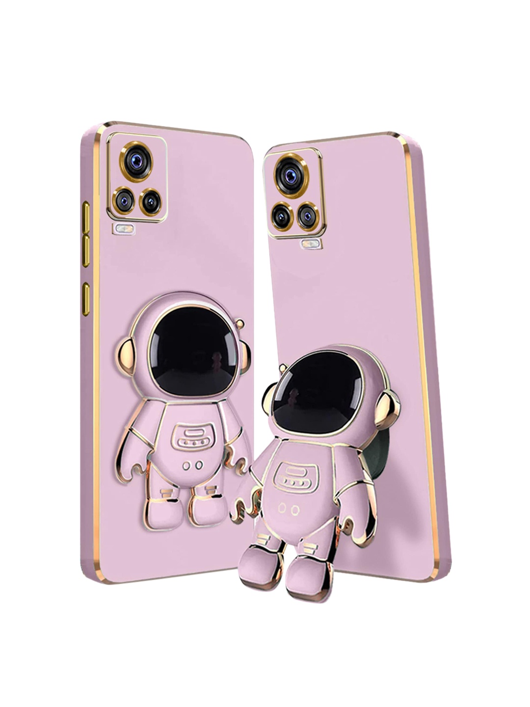 

Karwan Vivo V20 Phone Back Case With Astronaut Holster Stand, Purple