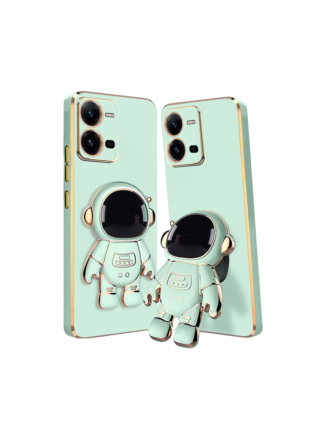 

Karwan Vivo Y35 Phone Back Case With Astronaut Holster Stand, Green