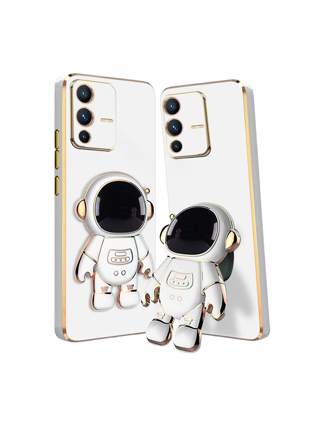 

Karwan Vivo V23 Phone Back Case With Astronaut Holster Stand, White