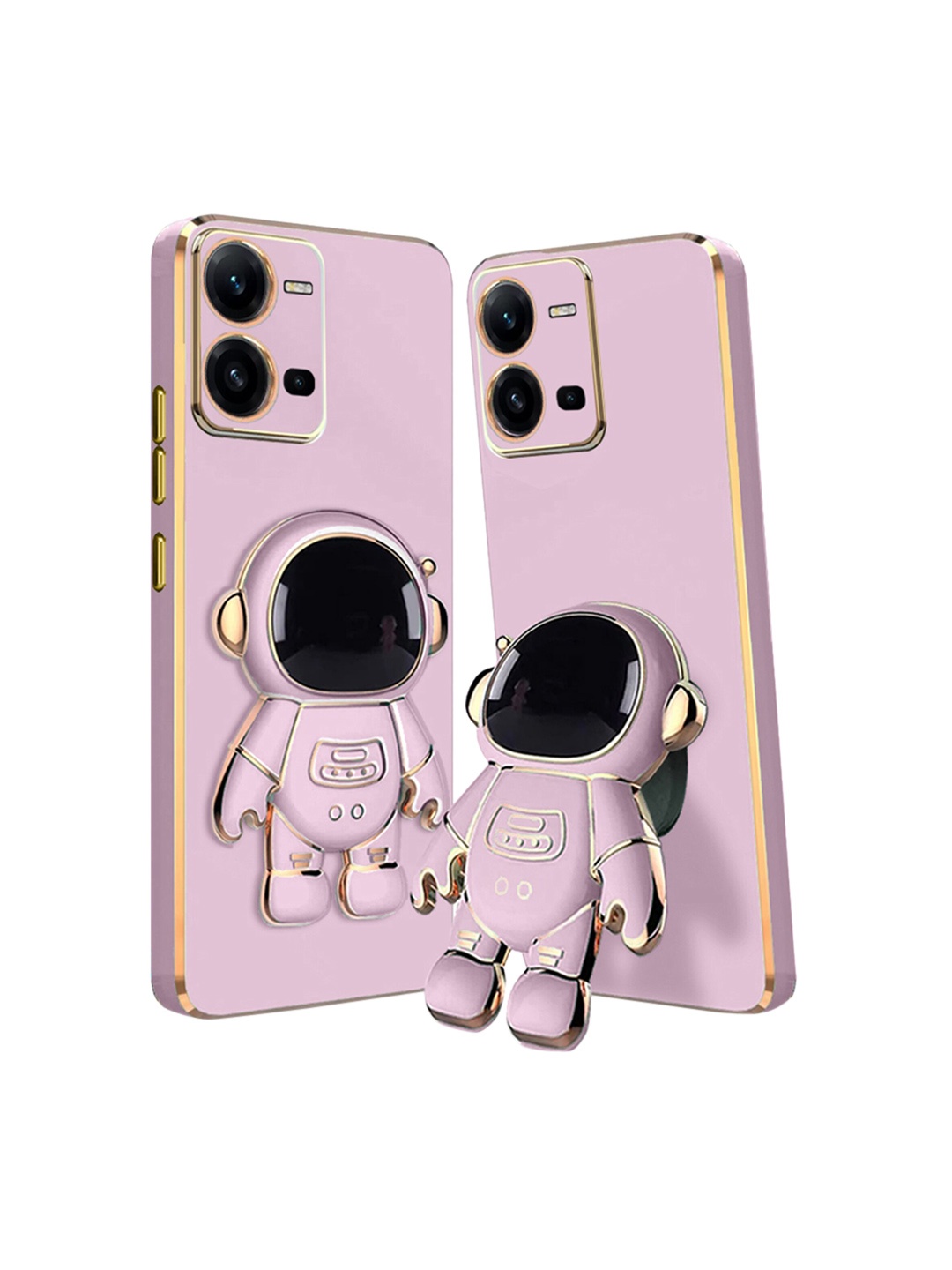 

Karwan Vivo Y35 Phone Back Cover With Astronaut Holster Stand, Purple
