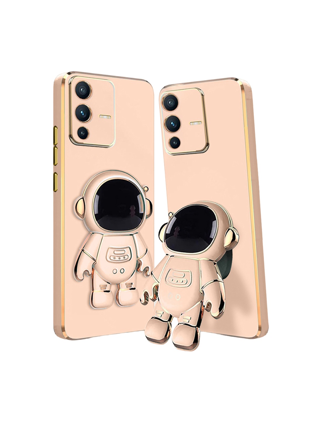 

Karwan Vivo V23 Phone Back Case With Astronaut Holster Stand, Pink