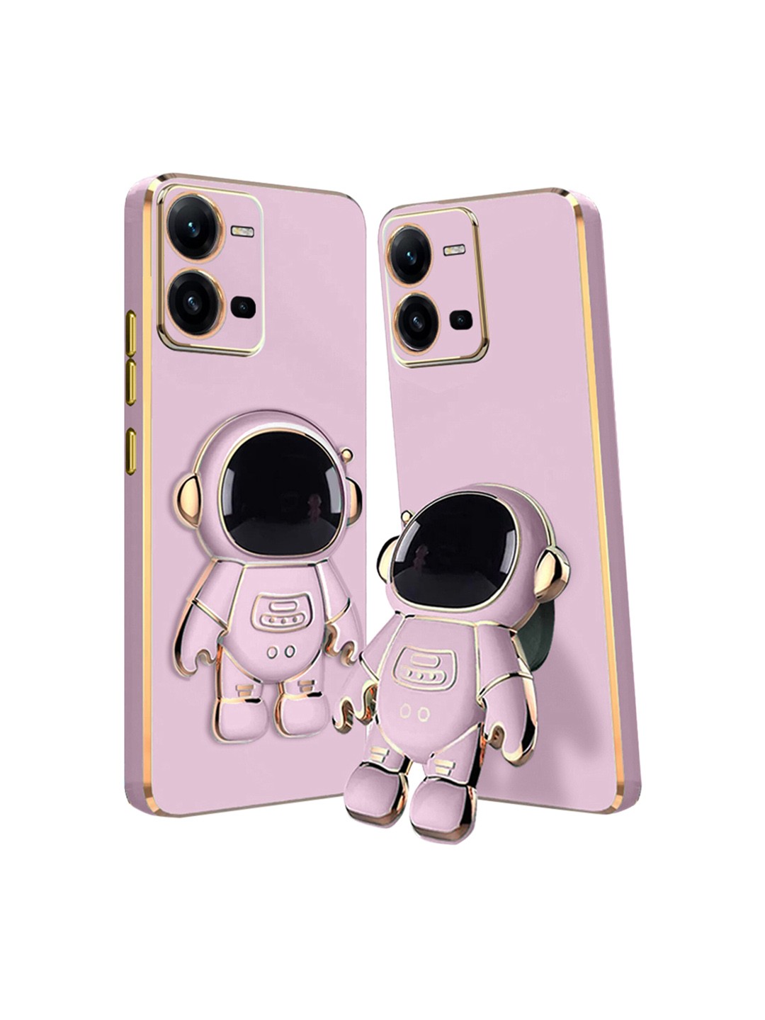 

Karwan Vivo V25 Phone Back Case With Astronaut Holster Stand, Purple